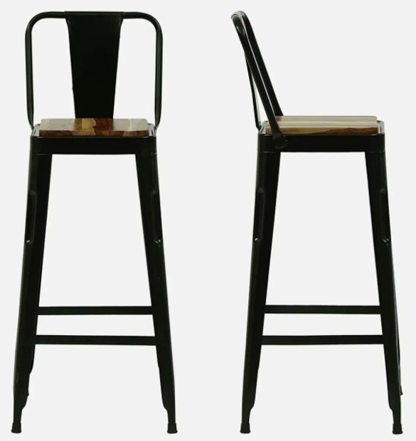 Iron and Wooden Bar Chair