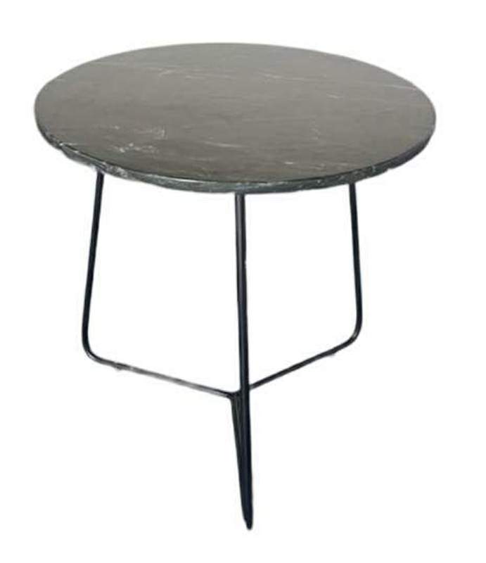 Marble Side Table with Iron Base